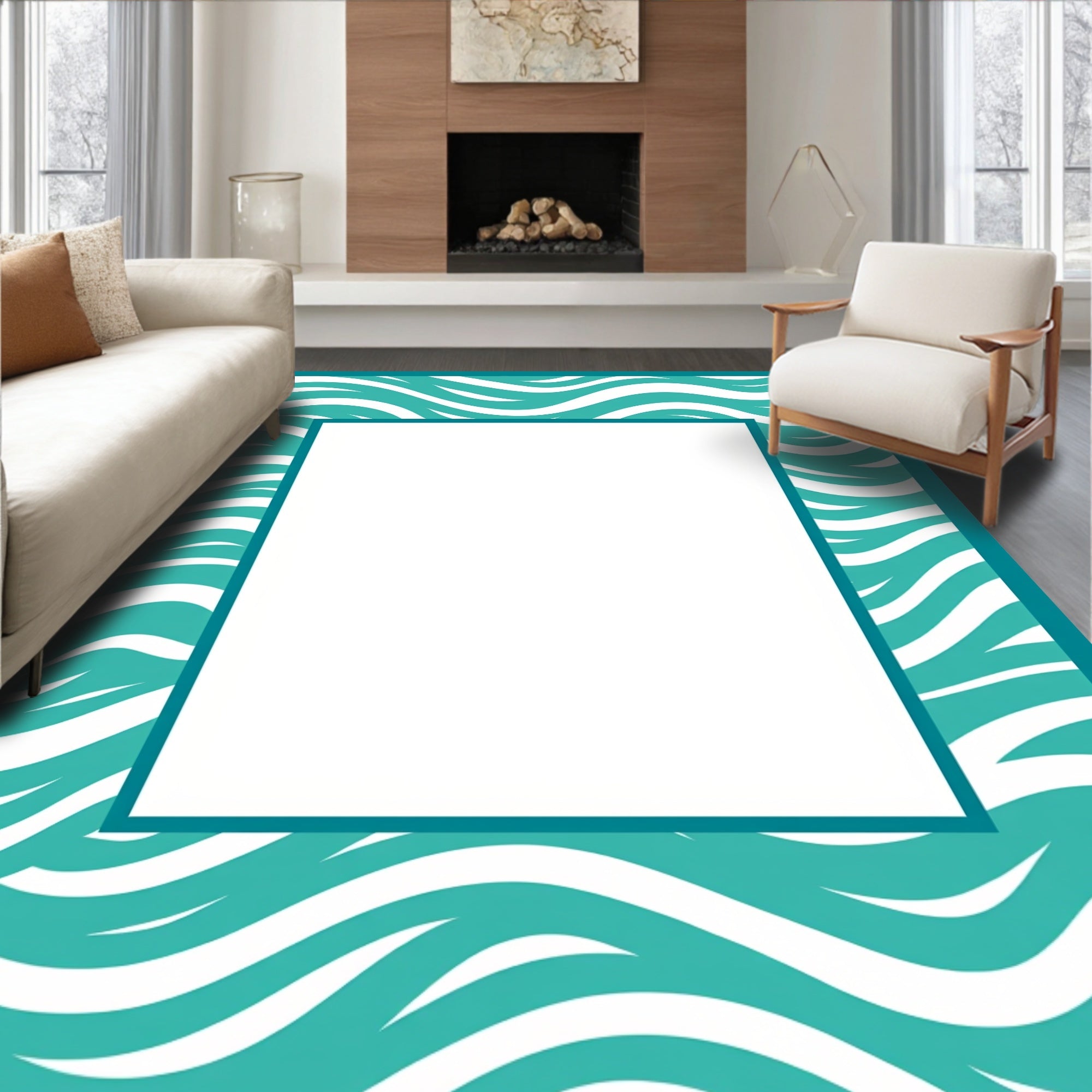 Oceanic Wave Pattern Design Rug