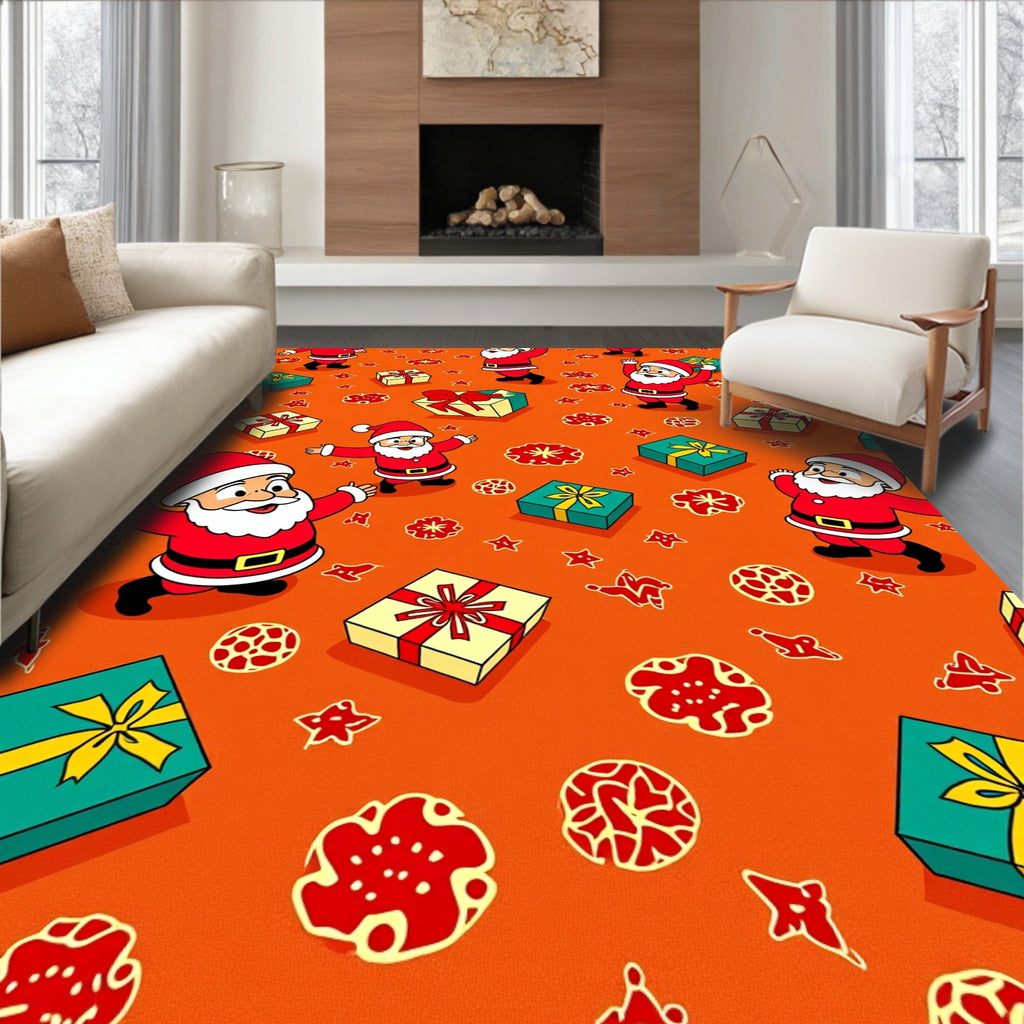 Cheerful Santa Claus Gift Pattern Rug