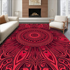 Intricate Red Mandala Pattern Rug
