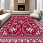 Intricate Red Floral Scrollwork Rug