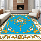 Elaborate Golden Floral Medallion Rug
