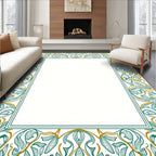 Emerald Gold Leaf Swirls Rug