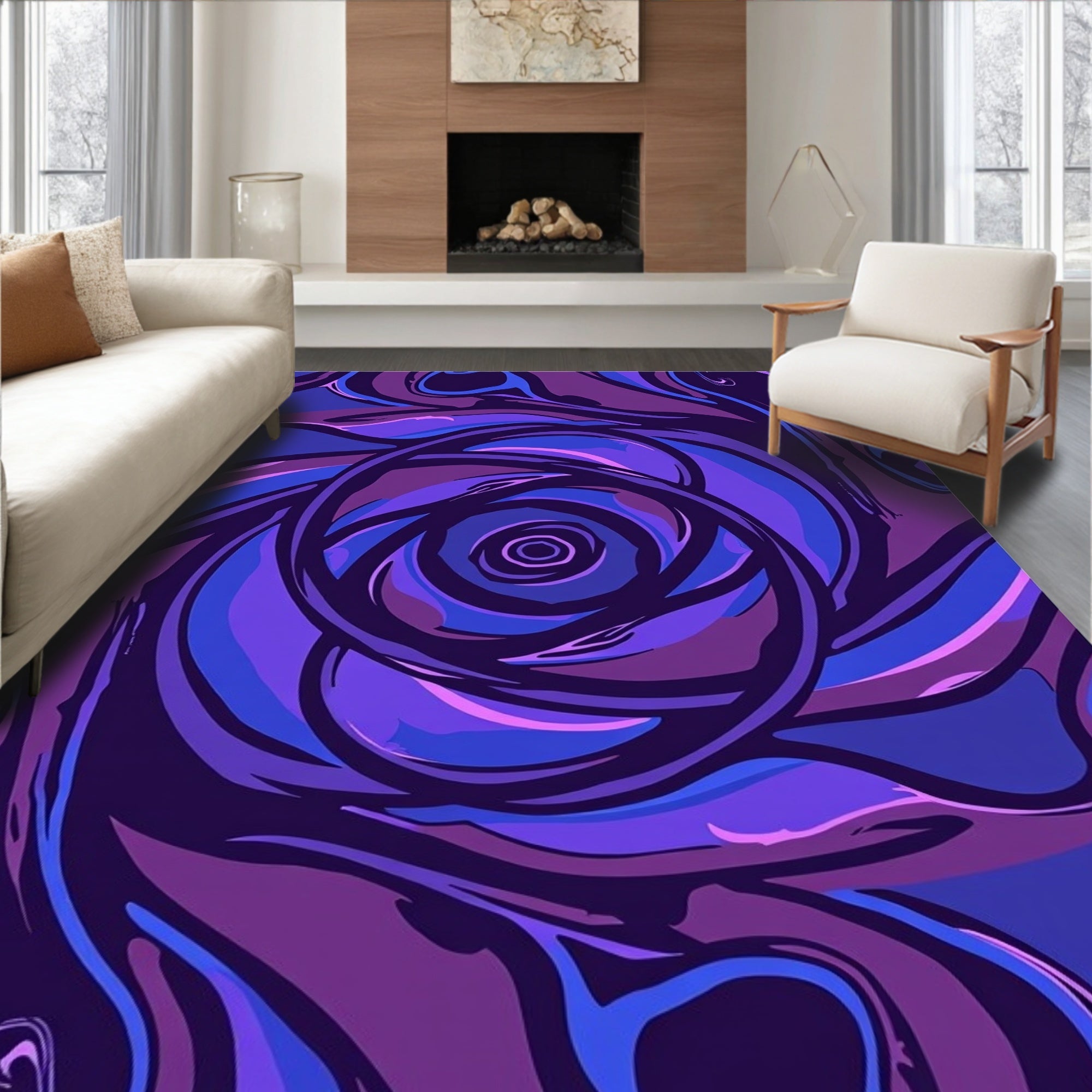 Abstract Swirls In Vibrant Colors Rug