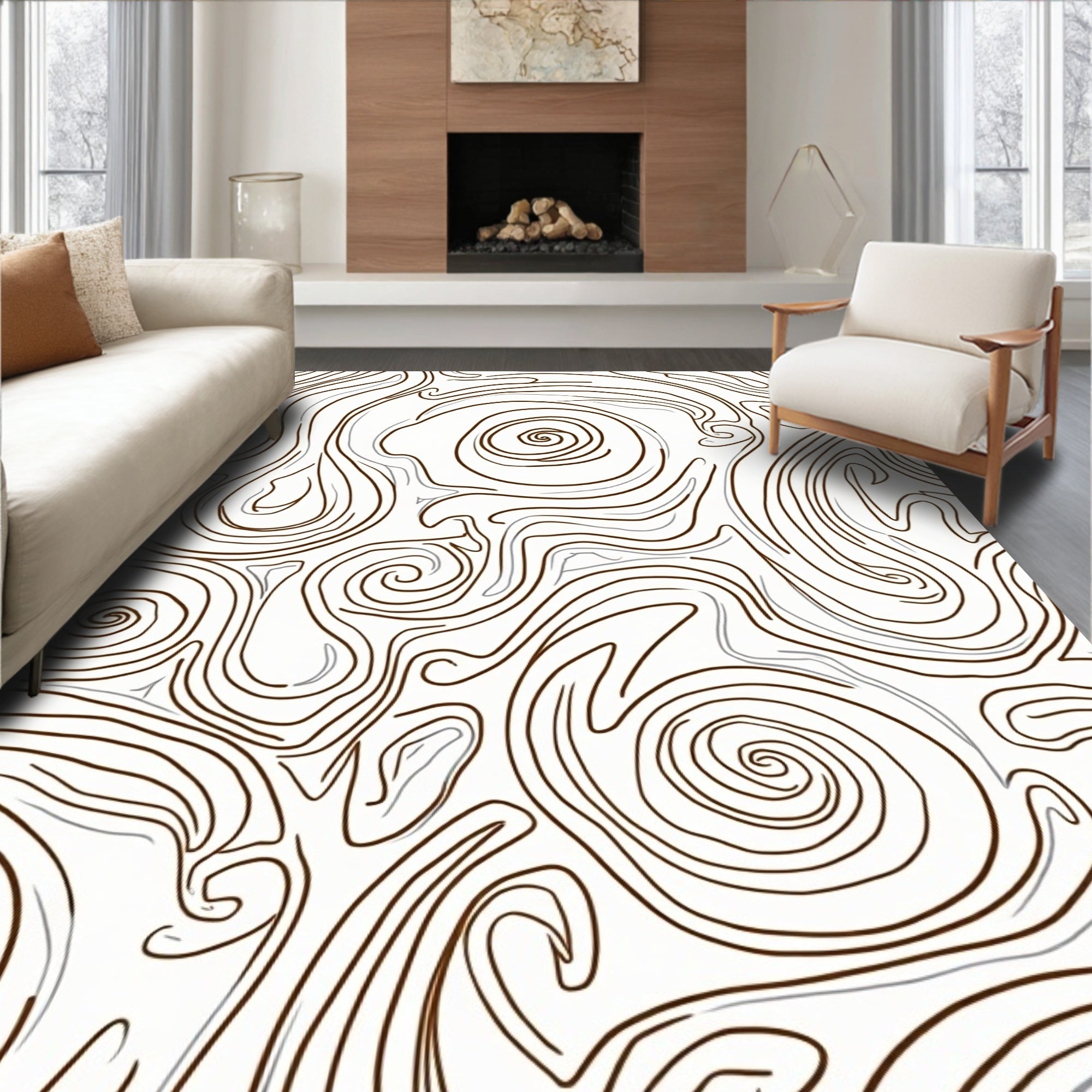 Abstract Swirl Contour Pattern Design Rug