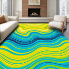 Blue Yellow Green Wavy Lines Rug
