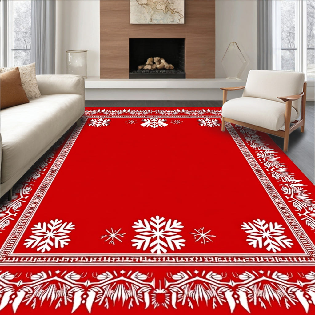 Winter Wonderland Snowflake Border Rug