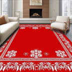 Winter Wonderland Snowflake Border Rug