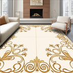Elegant Gold Swirl Floral Pattern Rug
