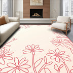 Delicate Red Floral Outline Design Rug