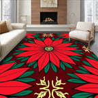 Red Floral Starburst Pattern Rug