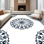 Navy Blue Floral Mandala Elements Rug