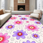 Pink Purple Floral Swirl Pattern Rug