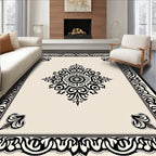 Ornate Floral Mandala Border Design Rug
