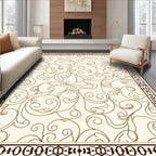 Curving Vine Border With Cream Background Rug
