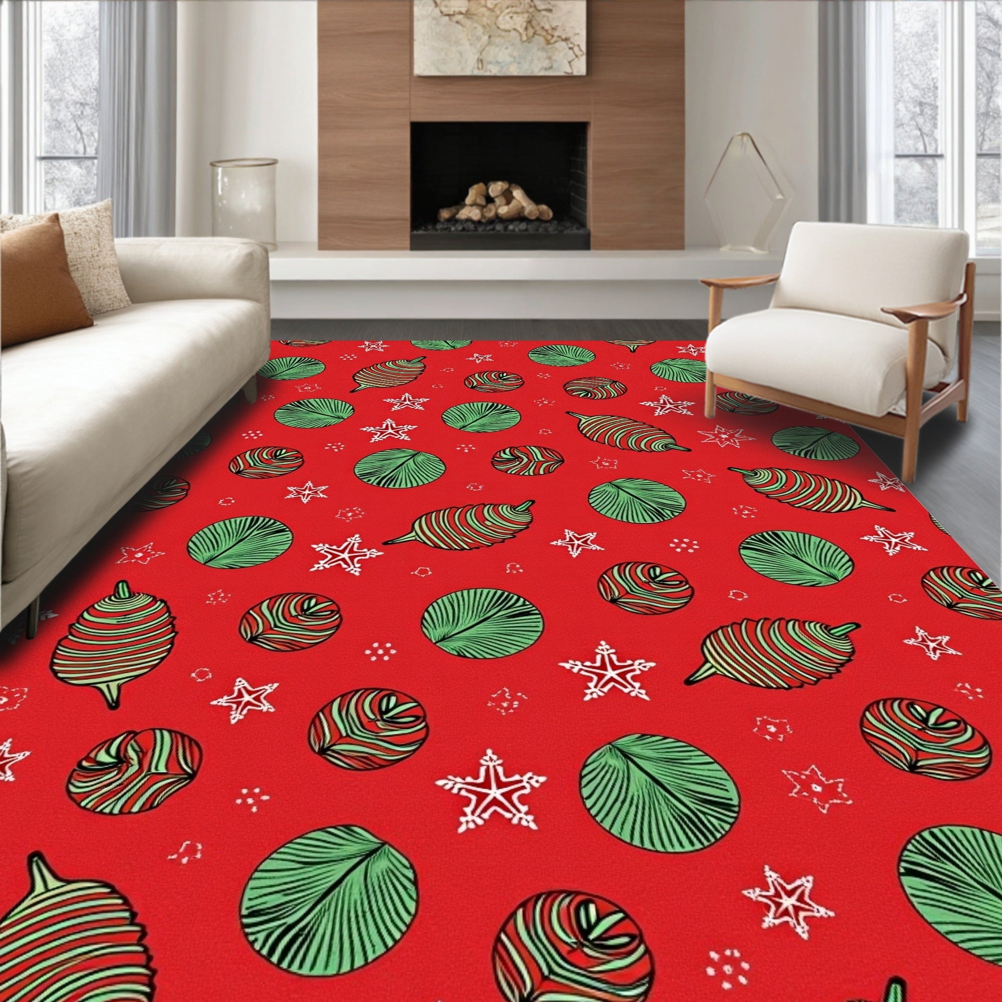 Christmas Ornaments Star Pattern Design Rug