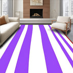 Purple and White Striped Graphic Design Rug