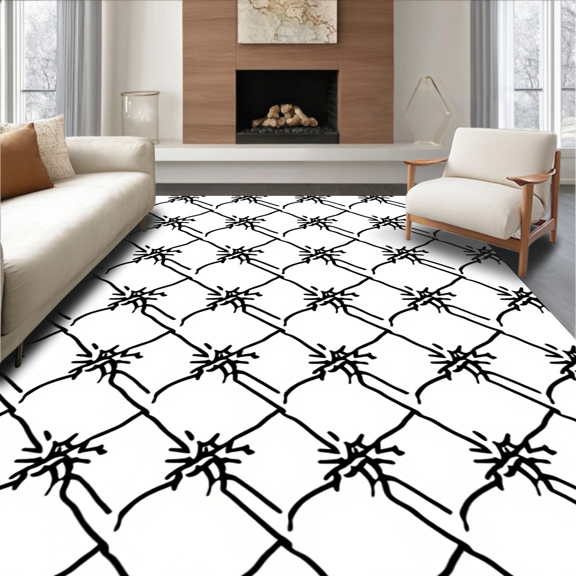 Diamond Chain With Starburst Motif Rug