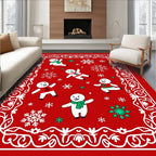Joyful Snowmen Snowflake Border Design Rug