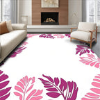 Fuchsia Pink Tropical Leaf Border Rug