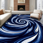 Abstract Blue Spiral Whirling Design Rug