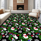 Festive Snowman Red Green Garland Rug