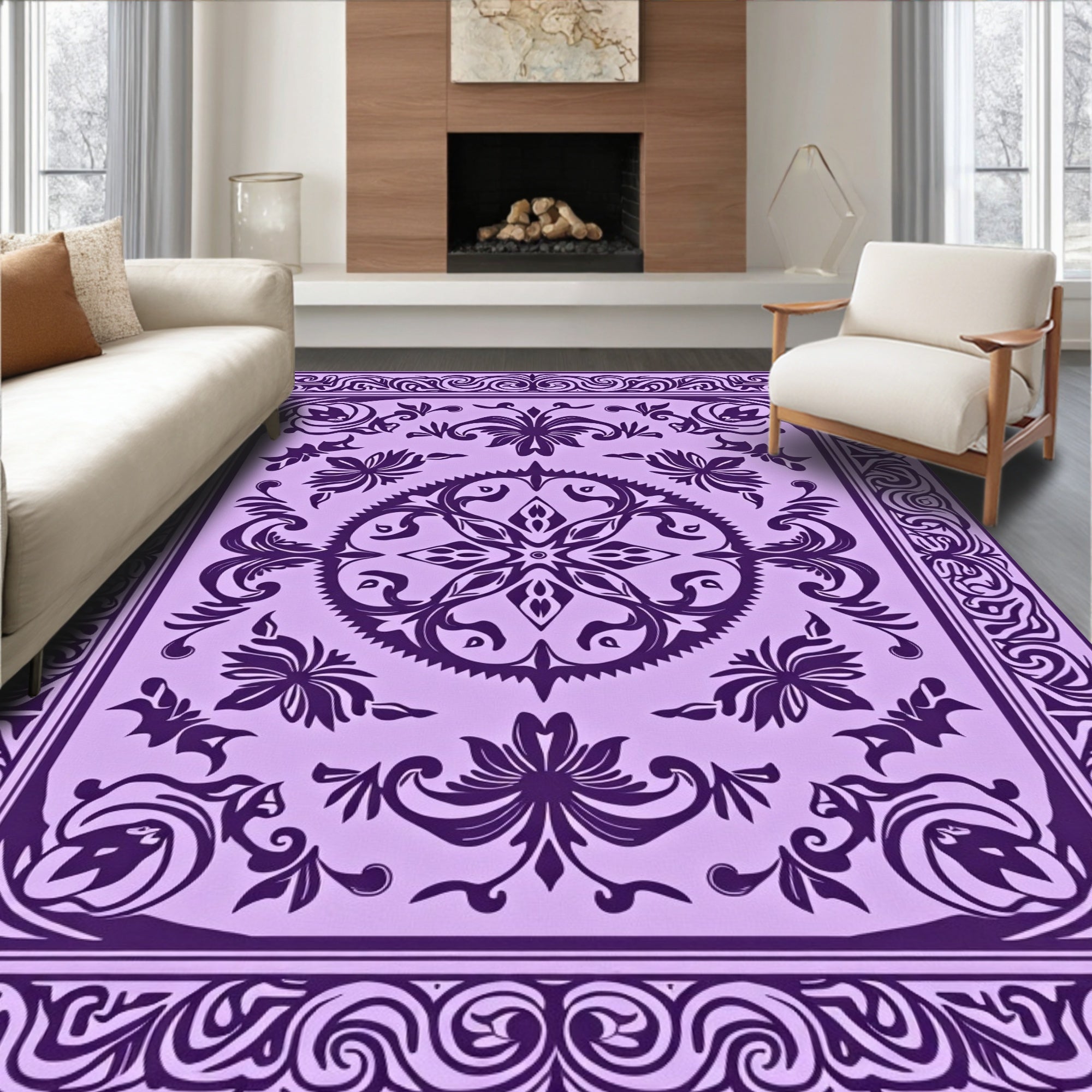 Ornate Floral Mandala Pattern Rug