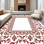 Ornate Floral Vines Border Rug