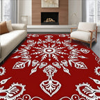 Red Snowflake Ornamental Pattern Design Rug