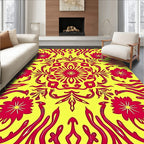Radiant Red Floral Medallion Pattern Rug