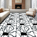 Monochrome Abstract Floral Pattern Rug
