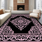 Ornate Pink Floral Mandala Border Rug
