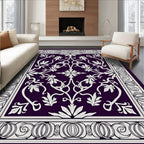 Elegant Floral Vine Scroll Pattern Rug
