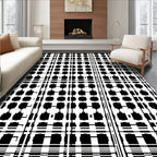 Graphic Black White Geometric Pattern Rug