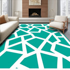 Abstract Teal Geometric Jagged Pattern Rug