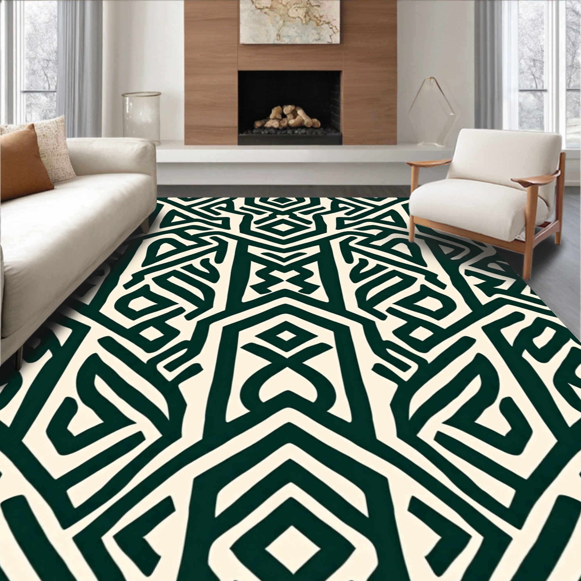 Tribal Linear Geometric Pattern Rug