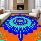 Vibrant Sunburst Geometric Mandala Rug