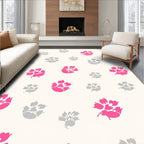 Pink Gray Floral Whimsical Pattern Rug