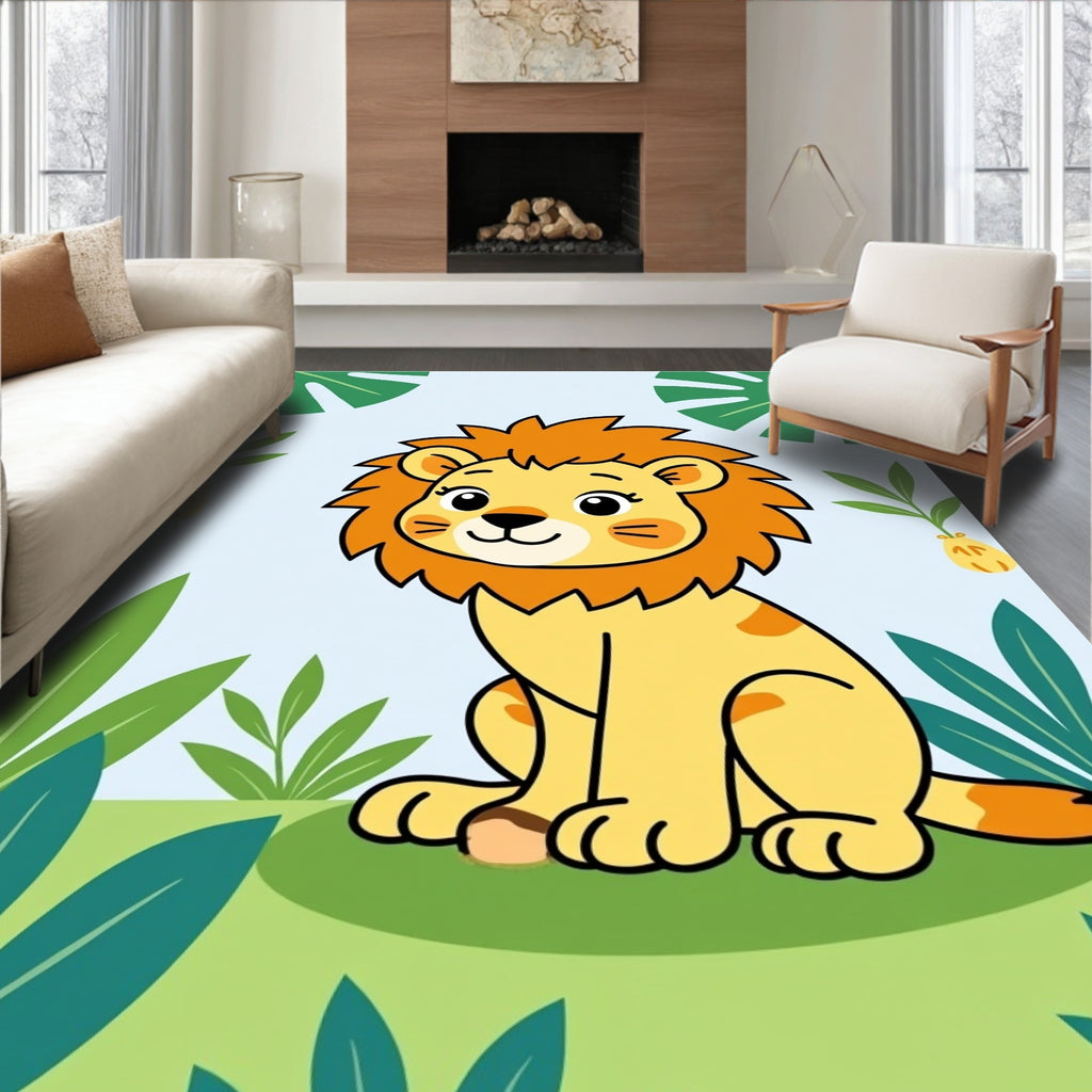 Cute Lion Jungle Pattern Rug