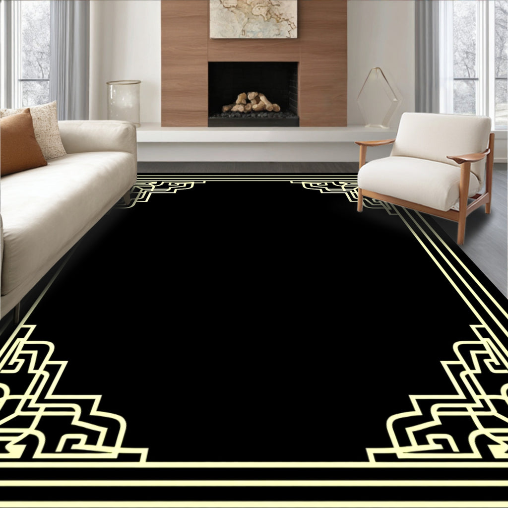 Modern Geometric Accent Frame Rug