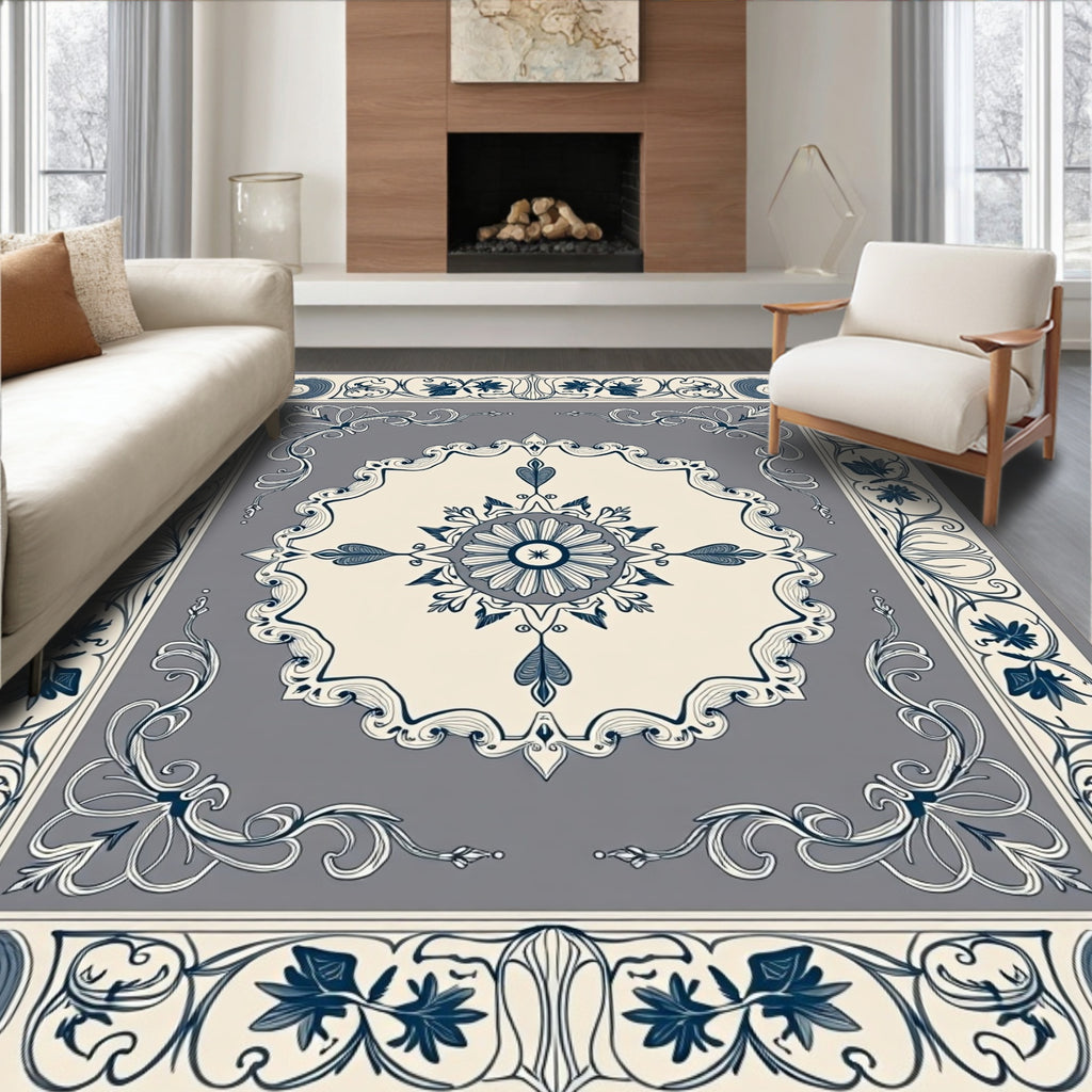 Elegant Floral Scrollwork Rug