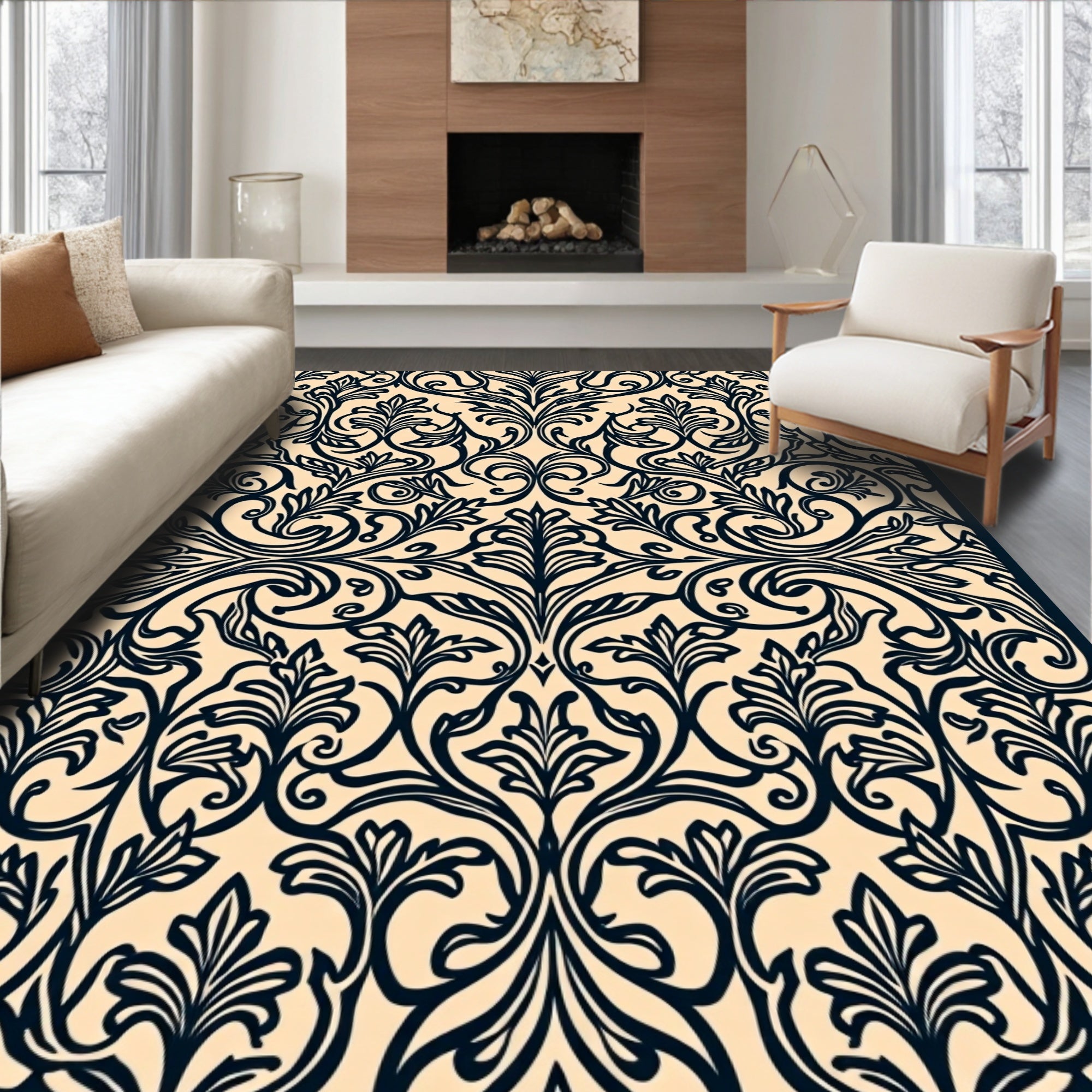 Classic Floral Scrollwork Pattern Rug