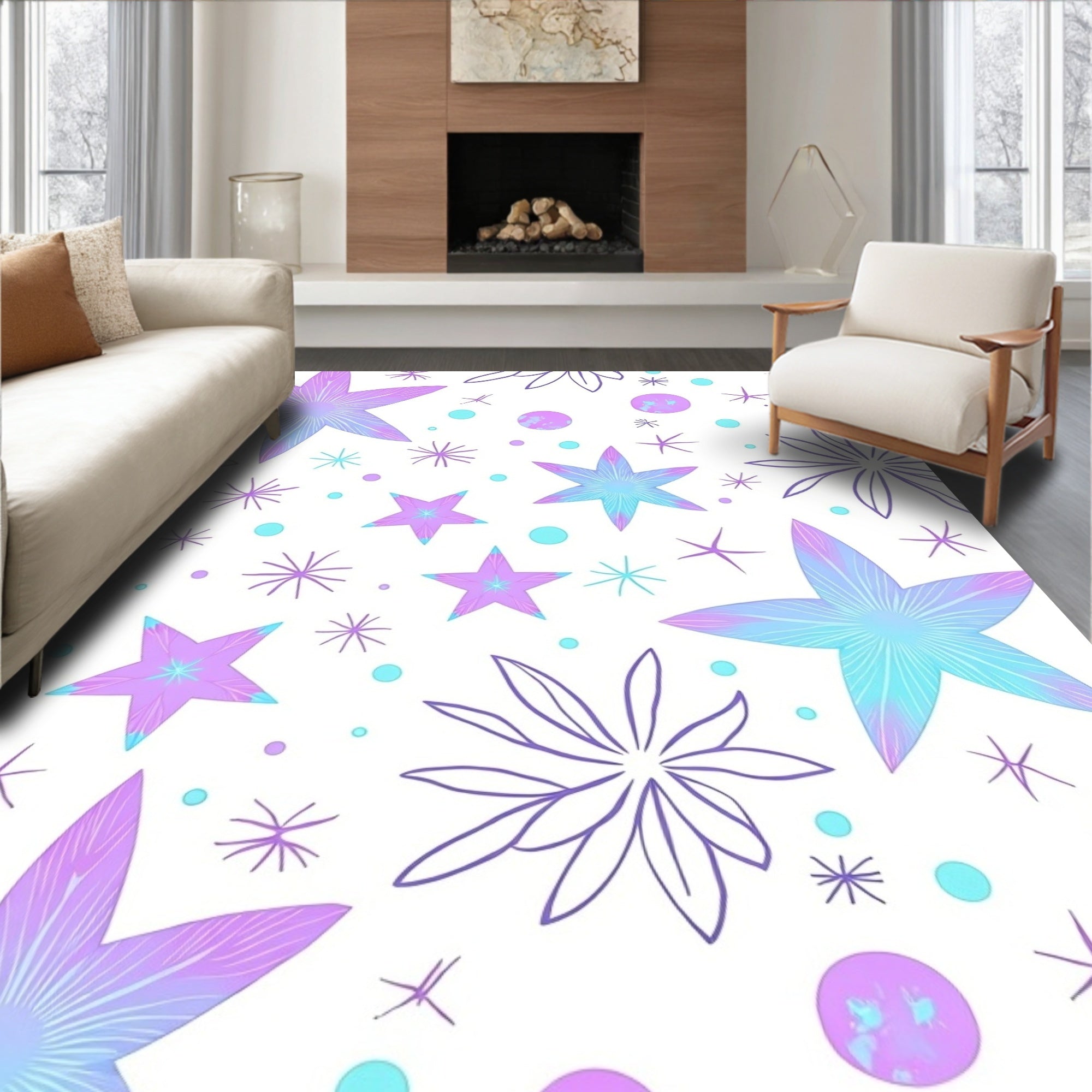 Whimsical Stars Aura Pattern Rug