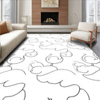 Whimsical Cloud Bird Doodle Pattern Rug