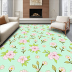 Charming Pink Floral Branches Pattern Rug