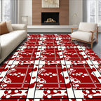 Red Hearts With White Abstract Pattern Rug