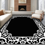 Ornate Floral Border Pattern Rug