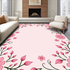 Soft Pink Floral Vines Pattern Rug