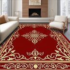Ornate Red and Gold Floral Border Rug