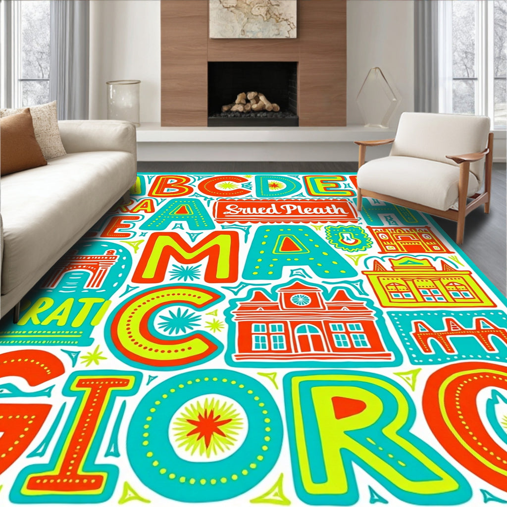Bold Alphabet Architectural Pattern Rug