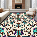 Ornate Floral Vine Medallion Pattern Rug
